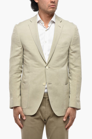 Semi-lined Linen-Blend Blazer with Patch Pockets