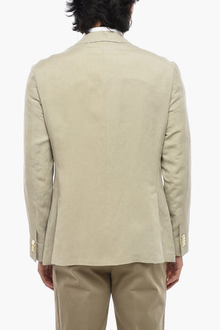 Semi-lined Linen-Blend Blazer with Patch Pockets