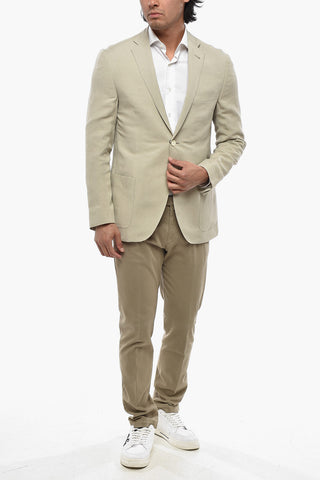 Semi-lined Linen-Blend Blazer with Patch Pockets