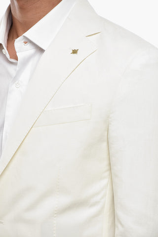 CC COLLECTION Blazer in Cotone e Lino Due Spacchi Rever Classico