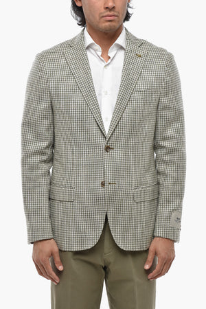 CC COLLECTION Virgin Wool Blend Houndstooth Blazer With Flap Pockets