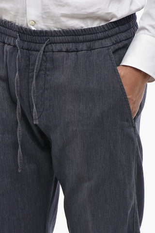 ID Pantaloni in Misto Cotone Herringbone con Elastico in Vita