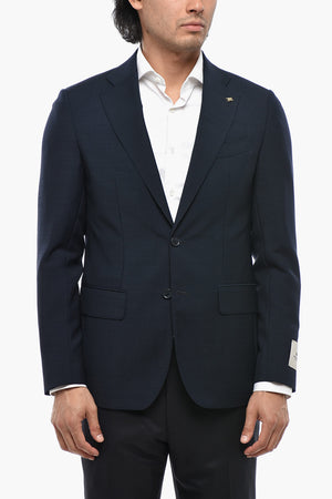 CC COLLECTION 2-Button Virgin Wool and Mohair Jacket with Flap Pockets