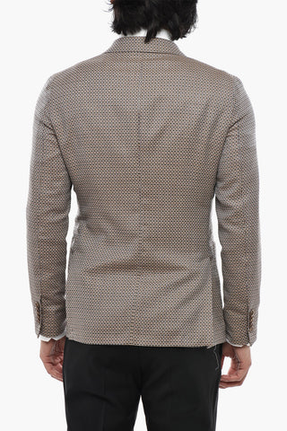 CC COLLECTION Semi-lined Wool-Blend Blazer with Geometric Pattern