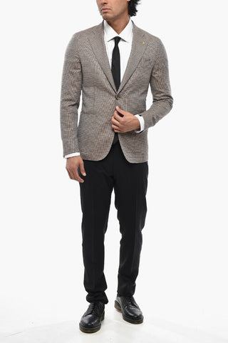 CC COLLECTION Semi-lined Wool-Blend Blazer with Geometric Pattern