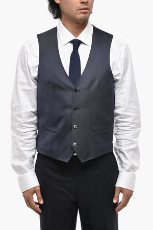 Silk Twill Vest With Welt Pockets