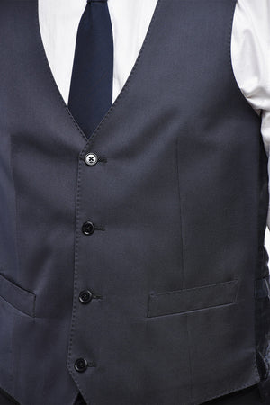 Silk Twill Vest With Welt Pockets