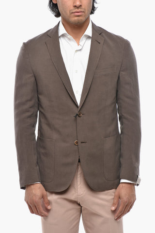 CIRCLE Unlined Linen and Silk Blazer with Patch Pockets