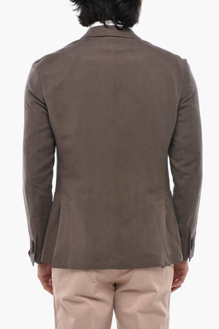 CIRCLE Unlined Linen and Silk Blazer with Patch Pockets