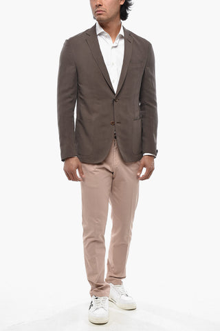 CIRCLE Unlined Linen and Silk Blazer with Patch Pockets