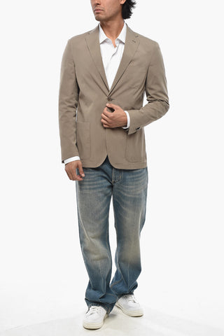 CIRCLE Blazer Sfoderato in Cotone e Seta con Tasche a Toppa