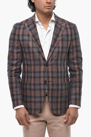 CC COLLECTION Linen-Blend Tartan Blazer