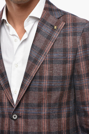 CC COLLECTION Blazer aus Leinenmischung im Tartanmuster