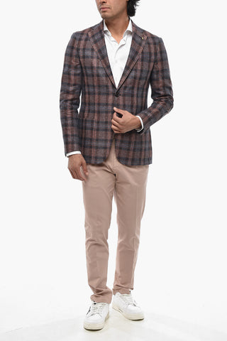 CC COLLECTION Linen-Blend Tartan Blazer
