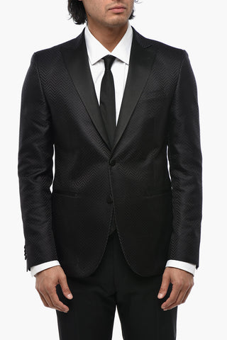 CODE Silk Jacquard Blazer With Satin Peak Lapel