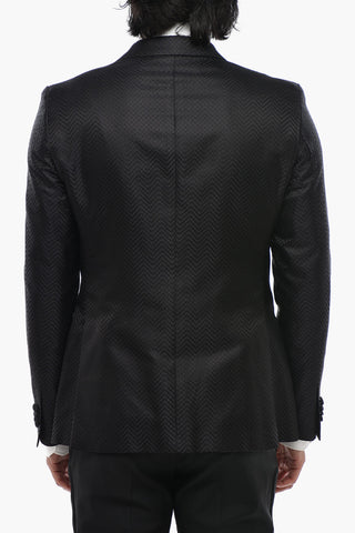 CODE Silk Jacquard Blazer With Satin Peak Lapel