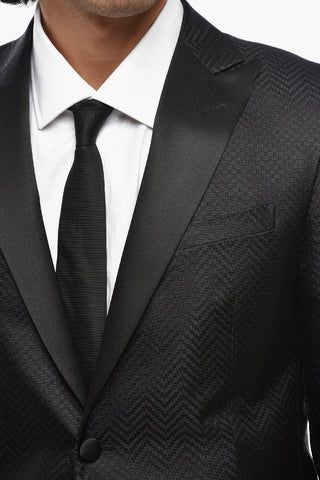 CODE Silk Jacquard Blazer With Satin Peak Lapel