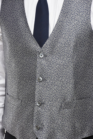 Patterned Silk Vest With Welt Pockets