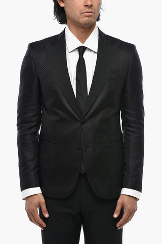 CODE Blazer Aus Seidenjacquard Mit Spitzrevers Aus Satin