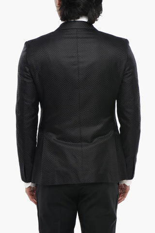 CODE Silk Jacquard Blazer With Satin Peak Lapel