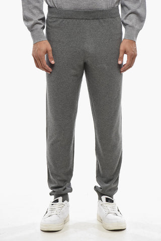 Solid Cotton-Cashmere Joggers With Cuffs