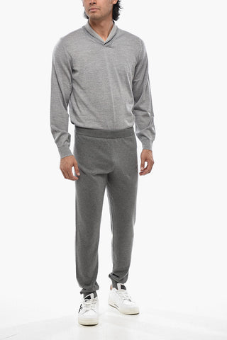 Solid Cotton-Cashmere Joggers With Cuffs