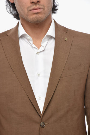 CC COLLECTION Zweiknopf-Anzug aus Wolle und Mohair im Ripstop-Karo