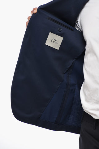 CC COLLECTION Blazer in Lana Vergine con Tasche a Toppa