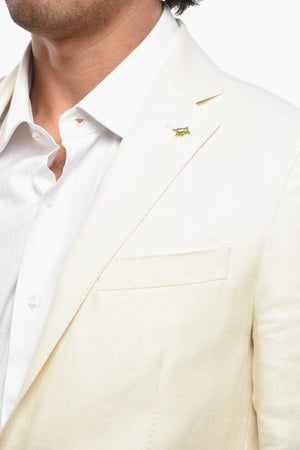 CC COLLECTION Linen Blend Blazer with Classic Lapel and Two Vents