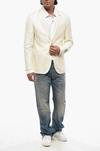 CC COLLECTION Blazer aus Leinenmischung mit klassischem Revers und zwei Rückenschlitzen