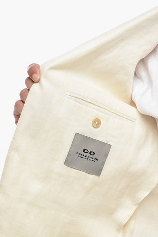 CC COLLECTION Linen Blend Blazer with Classic Lapel and Two Vents