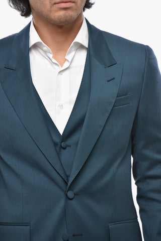 CODE Virgin Wool Three-Piece Suit EVENT With Peak Lapel