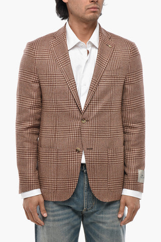 CC COLLECTION Virgin Wool-Blend Plaid Blazer with Patch Pockets