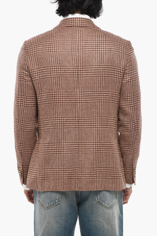 CC COLLECTION Virgin Wool-Blend Plaid Blazer with Patch Pockets