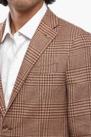 CC COLLECTION Virgin Wool-Blend Plaid Blazer with Patch Pockets