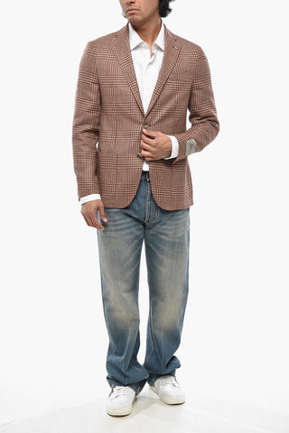 CC COLLECTION Virgin Wool-Blend Plaid Blazer with Patch Pockets