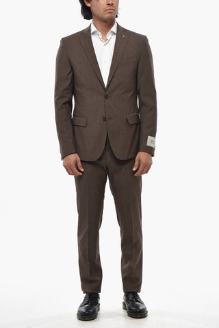 CC COLLECTION Two-Button Virgin Wool Suit With Flap Pockets