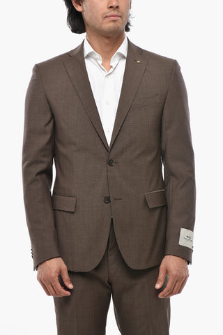 CC COLLECTION Two-Button Virgin Wool Suit With Flap Pockets