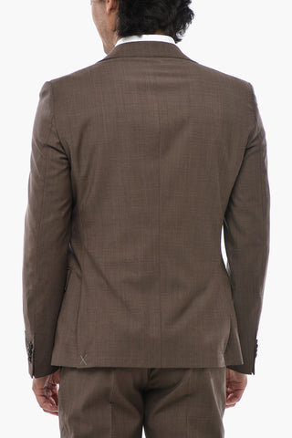 CC COLLECTION Two-Button Virgin Wool Suit With Flap Pockets