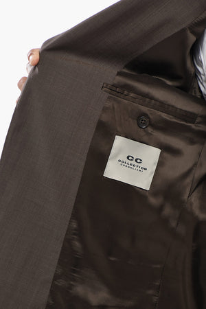 CC COLLECTION Two-Button Virgin Wool Suit With Flap Pockets