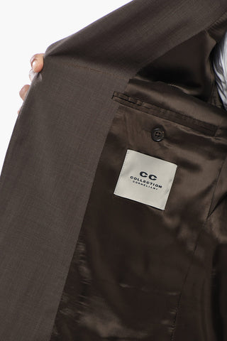 CC COLLECTION Two-Button Virgin Wool Suit With Flap Pockets