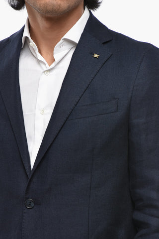 CC COLLECTION Linen-Blend 2-Button Jacket with Classic Lapel