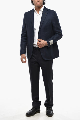 CC COLLECTION Linen-Blend 2-Button Jacket with Classic Lapel