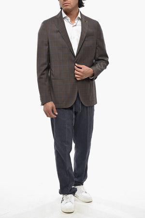 CC COLLECTION Virgin Wool Plaid Blazer with Patch Pockets
