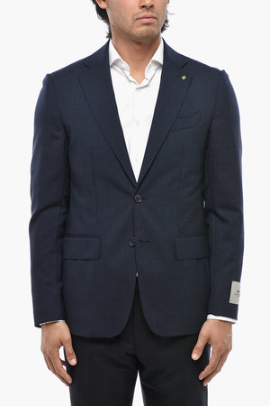 CC COLLECTION 2-Button Ripstop Virgin Wool Checked Blazer