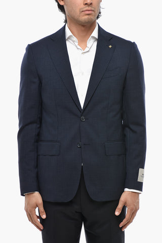 CC COLLECTION 2-Button Ripstop Virgin Wool Checked Blazer