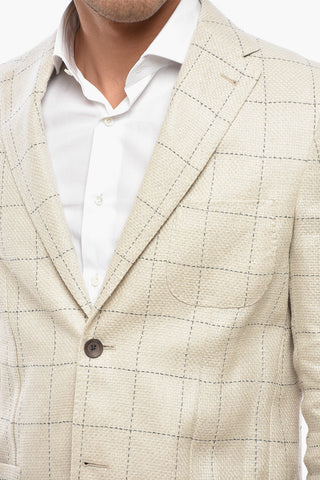 CIRCLE Ungefütterter Blazer Aus Hanfmischung Mit Windowpane-Karo