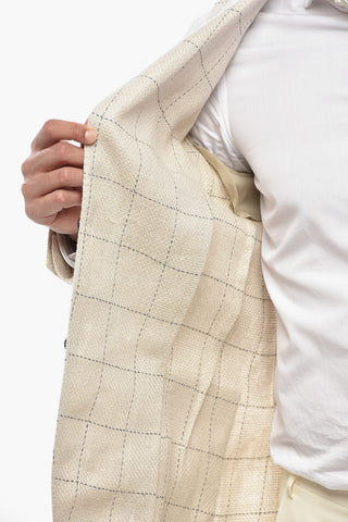 CIRCLE Ungefütterter Blazer Aus Hanfmischung Mit Windowpane-Karo