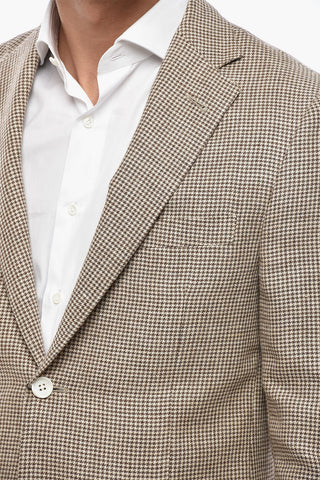 Half-Lined Blazer GATE With Houndstooth Pattern