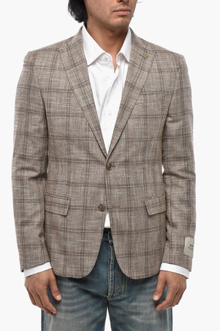 CC COLLECTION Two-Button Virgin Wool Blend Plaid Blazer